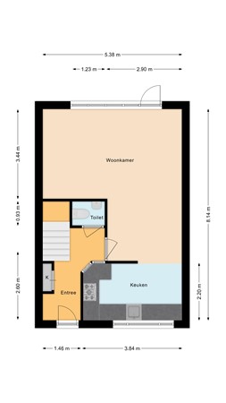 Plattegrond - Rozengaard 12 33, 8212 DC Lelystad - Begane grond.jpg